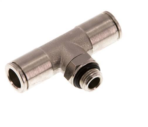 8mm x G1/8'' Inline Tee Push-in Fitting with Male Threads Brass NBR Rotatable