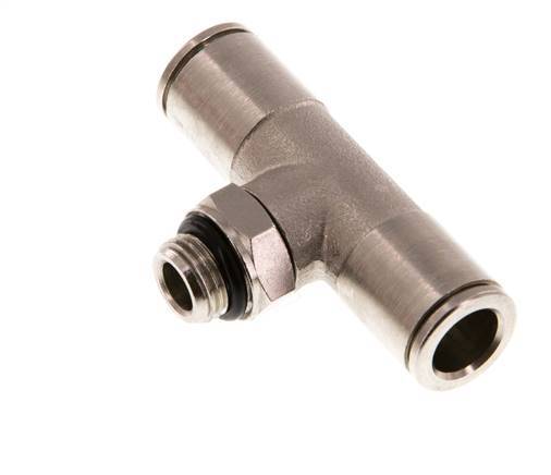 8mm x G1/8'' Inline Tee Push-in Fitting with Male Threads Brass NBR Rotatable