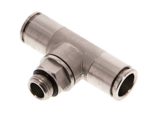 12mm x G1/4'' Inline Tee Push-in Fitting with Male Threads Brass NBR Rotatable