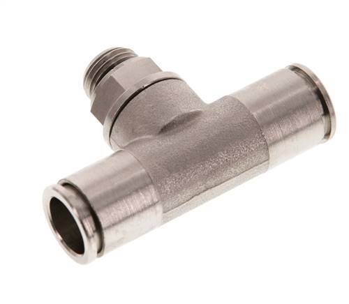 12mm x G1/4'' Inline Tee Push-in Fitting with Male Threads Brass NBR Rotatable