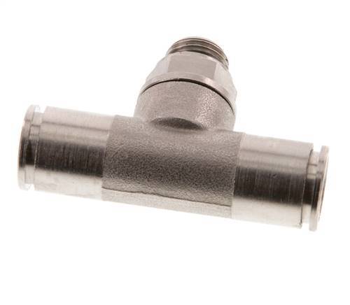 12mm x G1/4'' Inline Tee Push-in Fitting with Male Threads Brass NBR Rotatable