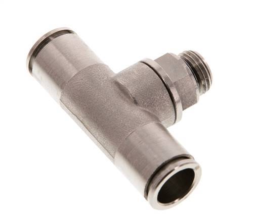 12mm x G1/4'' Inline Tee Push-in Fitting with Male Threads Brass NBR Rotatable