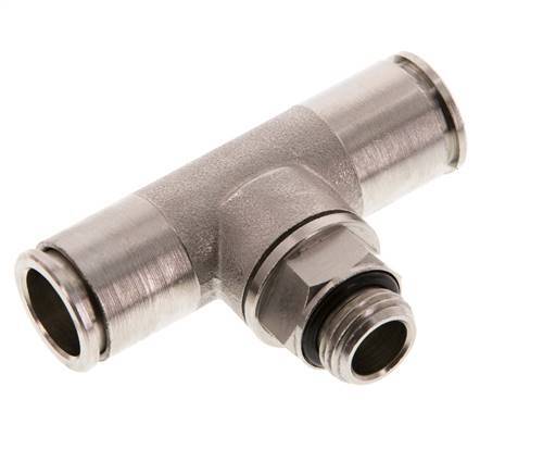 12mm x G1/4'' Inline Tee Push-in Fitting with Male Threads Brass NBR Rotatable