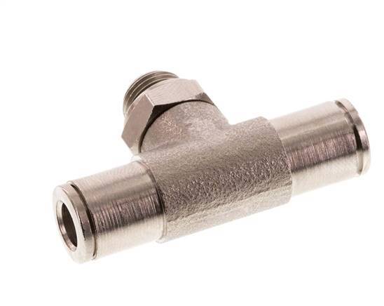 6mm x G1/8'' Inline Tee Push-in Fitting with Male Threads Brass FKM Rotatable