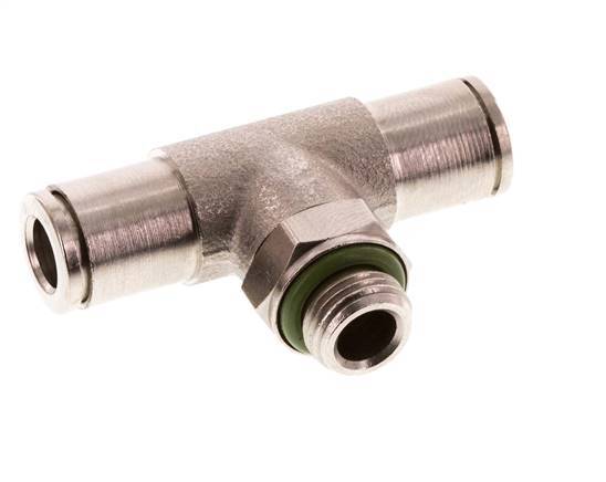 6mm x G1/8'' Inline Tee Push-in Fitting with Male Threads Brass FKM Rotatable