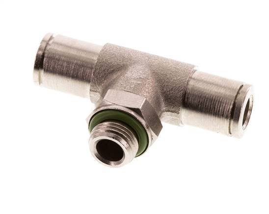 6mm x G1/8'' Inline Tee Push-in Fitting with Male Threads Brass FKM Rotatable