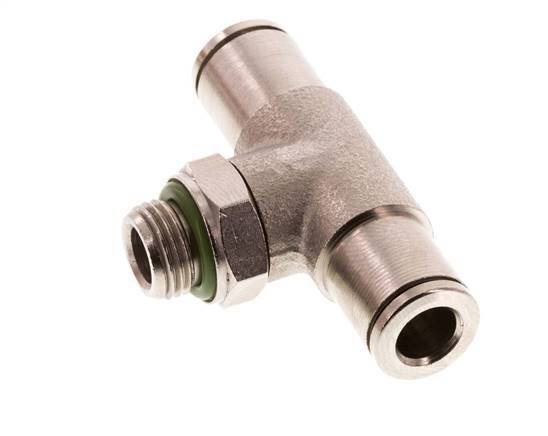 6mm x G1/8'' Inline Tee Push-in Fitting with Male Threads Brass FKM Rotatable