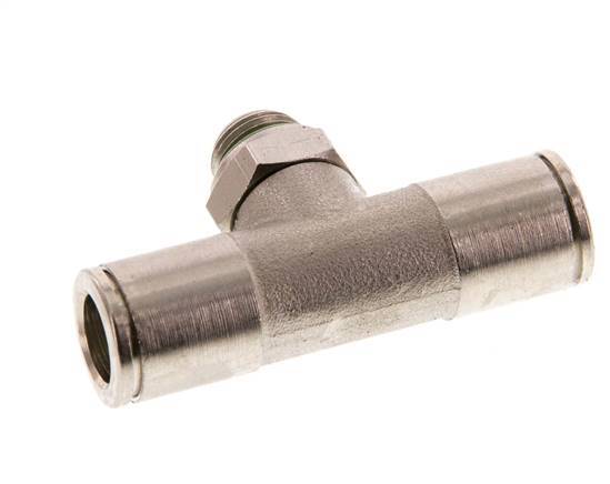 8mm x G1/8'' Inline Tee Push-in Fitting with Male Threads Brass FKM Rotatable