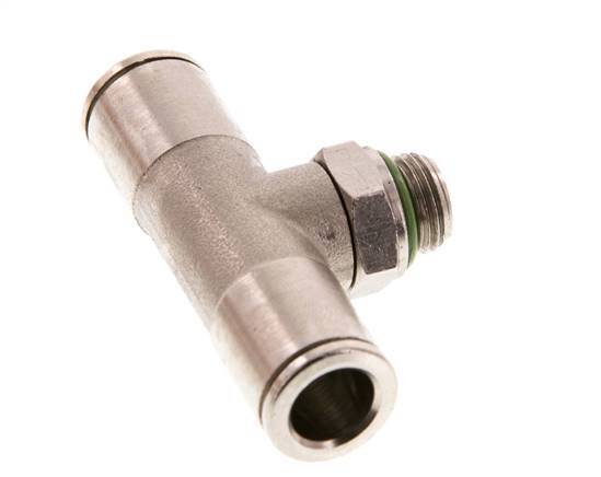 8mm x G1/8'' Inline Tee Push-in Fitting with Male Threads Brass FKM Rotatable