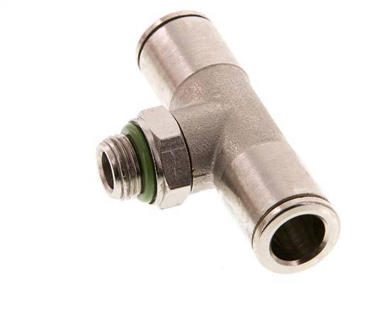 8mm x G1/8'' Inline Tee Push-in Fitting with Male Threads Brass FKM Rotatable