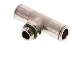 10mm x G1/4'' Inline Tee Push-in Fitting with Male Threads Brass FKM Rotatable