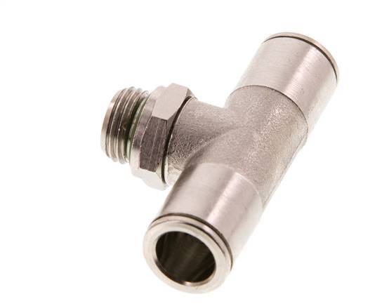 10mm x G1/4'' Inline Tee Push-in Fitting with Male Threads Brass FKM Rotatable