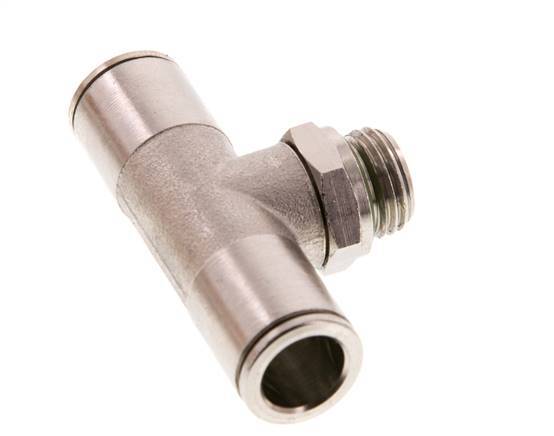 10mm x G1/4'' Inline Tee Push-in Fitting with Male Threads Brass FKM Rotatable