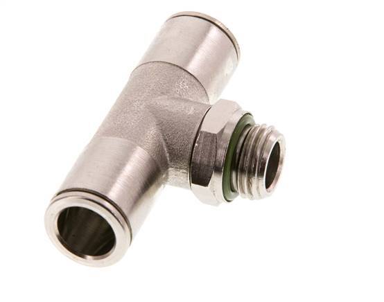 10mm x G1/4'' Inline Tee Push-in Fitting with Male Threads Brass FKM Rotatable