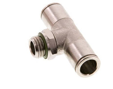 10mm x G1/4'' Inline Tee Push-in Fitting with Male Threads Brass FKM Rotatable