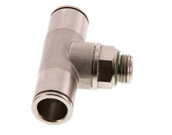 12mm x G1/4'' Inline Tee Push-in Fitting with Male Threads Brass FKM Rotatable