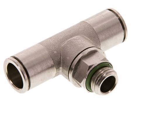 12mm x G1/4'' Inline Tee Push-in Fitting with Male Threads Brass FKM Rotatable