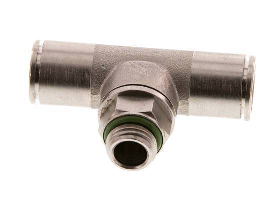 12mm x G1/4'' Inline Tee Push-in Fitting with Male Threads Brass FKM Rotatable