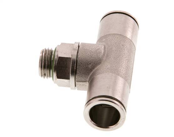 12mm x G1/4'' Inline Tee Push-in Fitting with Male Threads Brass FKM Rotatable