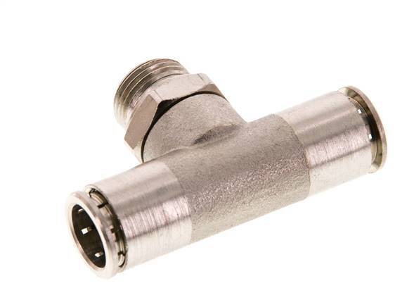 12mm x G3/8'' Inline Tee Push-in Fitting with Male Threads Brass FKM Rotatable