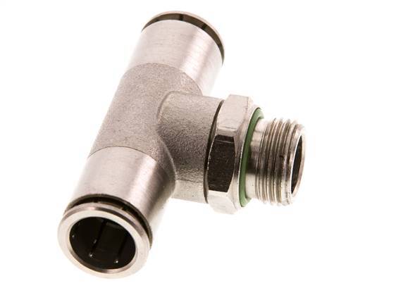 12mm x G3/8'' Inline Tee Push-in Fitting with Male Threads Brass FKM Rotatable