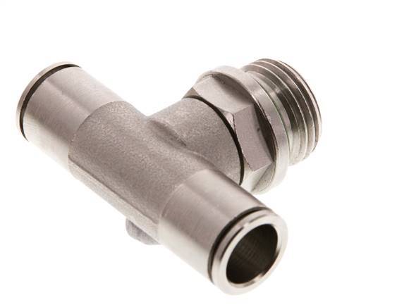 12mm x G1/2'' Inline Tee Push-in Fitting with Male Threads Brass FKM Rotatable