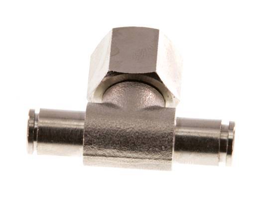 4mm x G1/4'' Inline Tee Push-in Fitting with Female Threads Brass NBR Rotatable