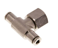 4mm x G1/4'' Inline Tee Push-in Fitting with Female Threads Brass NBR Rotatable