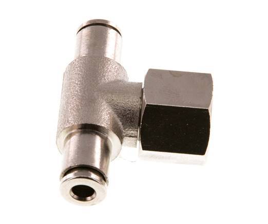 4mm x G1/4'' Inline Tee Push-in Fitting with Female Threads Brass NBR Rotatable