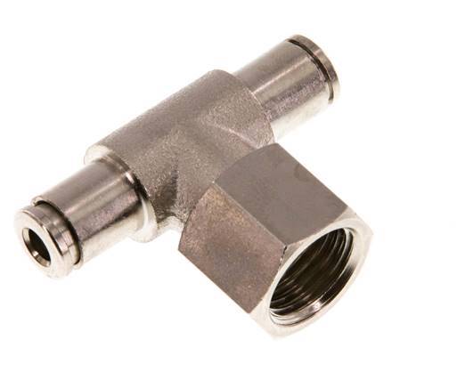 4mm x G1/4'' Inline Tee Push-in Fitting with Female Threads Brass NBR Rotatable