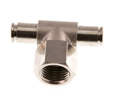 4mm x G1/4'' Inline Tee Push-in Fitting with Female Threads Brass NBR Rotatable