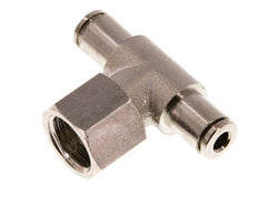 4mm x G1/4'' Inline Tee Push-in Fitting with Female Threads Brass NBR Rotatable