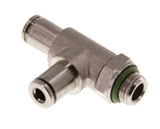 4mm x G1/8'' Right Angle Tee Push-in Fitting with Male Threads Brass FKM Rotatable