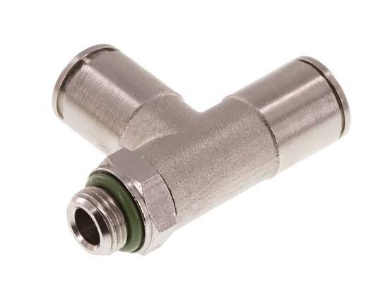 Racor en T en ángulo recto de 8mm x G1/8'' con rosca macho de latón FKM giratorio