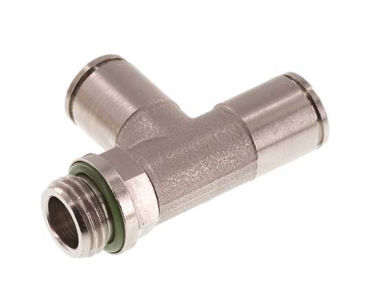 Racor en T en ángulo recto de 8mm x G1/4'' con rosca macho de latón FKM giratorio