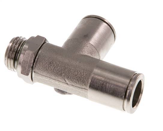 Racor en T en ángulo recto de 10 mm x G1/4'' con rosca macho de latón FKM giratorio