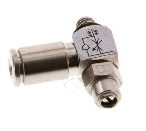 Válvula reguladora de caudal Codo de salida de contador 4 mm - M5 Tornillo ranurado de latón Banjo