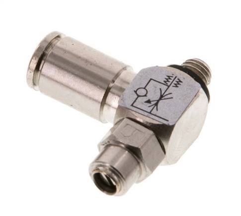 Válvula reguladora de caudal Codo de salida de contador 4 mm - M5 Tornillo ranurado de latón Banjo