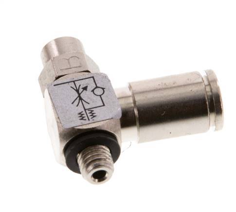Válvula reguladora de caudal Codo de salida de contador 4 mm - M5 Tornillo ranurado de latón Banjo