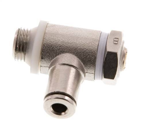 Válvula reguladora de caudal Codo de salida de contador 4 mm - G1/8'' Latón Tornillo ranurado Banjo