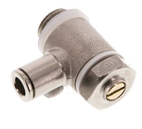 Válvula reguladora de caudal Codo de salida de contador 6 mm - G1/4'' Latón Tornillo ranurado Banjo