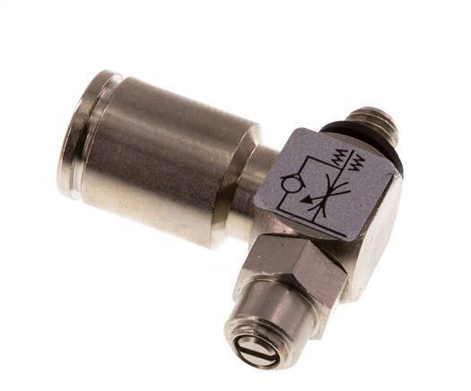 Válvula de control de flujo Codo Meter-In 6 mm - M5 Latón Tornillo Ranurado Banjo