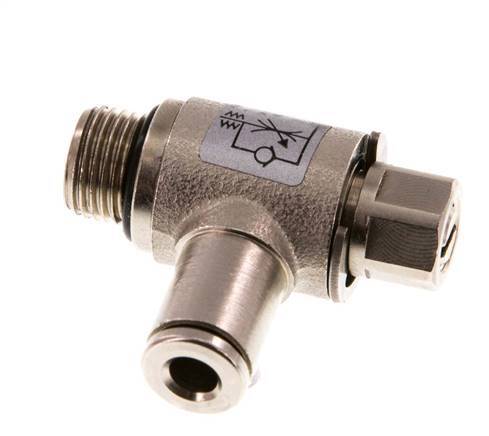 Válvula de control de flujo Codo de salida del medidor 4 mm - G1/8'' Tornillo ranurado de latón