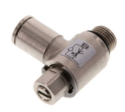 Válvula reguladora de caudal Codo de salida de contador 6 mm - G1/8'' Tornillo ranurado de latón