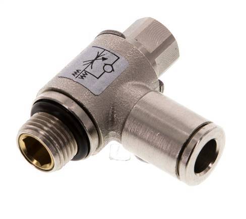 Válvula reguladora de caudal Codo de salida de contador 6 mm - G1/8'' Tornillo ranurado de latón