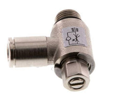 Válvula reguladora de caudal Codo de salida de contador 6 mm - G1/8'' Tornillo ranurado de latón