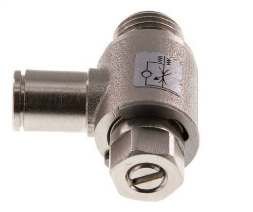 Válvula de control de flujo Codo de medición 6 mm - G1/4'' Tornillo ranurado de latón