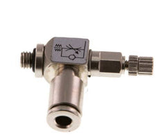 Válvula reguladora de caudal Codo de salida de contador 4 mm - Tornillo moleteado de latón M5