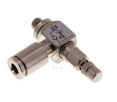 Válvula reguladora de caudal Codo de salida de contador 4 mm - Tornillo moleteado de latón M5