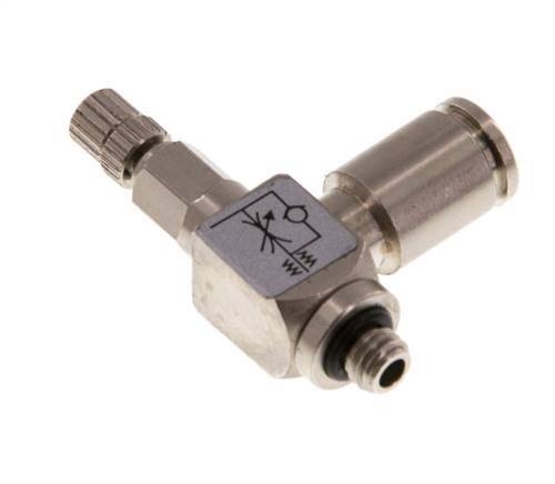 Válvula reguladora de caudal Codo de salida de contador 4 mm - Tornillo moleteado de latón M5